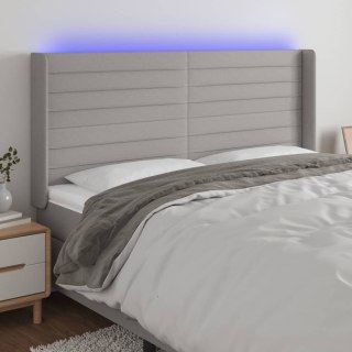 Zagłówek do łóżka z LED, jasnoszary, 183x16x118/128 cm, tkanina