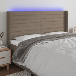 Zagłówek do łóżka z LED, taupe, 203x16x118/128 cm, tkanina