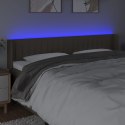 Zagłówek do łóżka z LED, taupe, 203x16x78/88 cm, tkanina