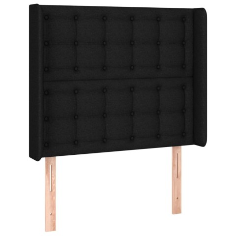 Zagłówek do łóżka z LED, czarny, 103x16x118/128 cm, tkanina