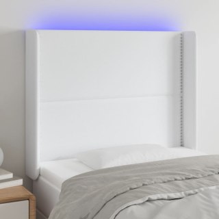Zagłówek do łóżka z LED, biały, 103x16x118/128cm sztuczna skóra