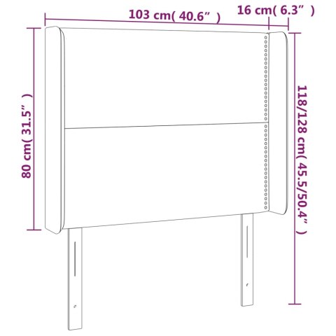 Zagłówek do łóżka z LED, biały, 103x16x118/128cm sztuczna skóra