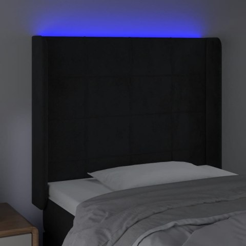Zagłówek do łóżka z LED, czarny, 93x16x118/128 cm, aksamit