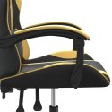 Fotel gamingowy, czarno-złoty, sztuczna skóra