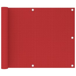 Parawan balkonowy, czerwony, 75x600 cm, HDPE