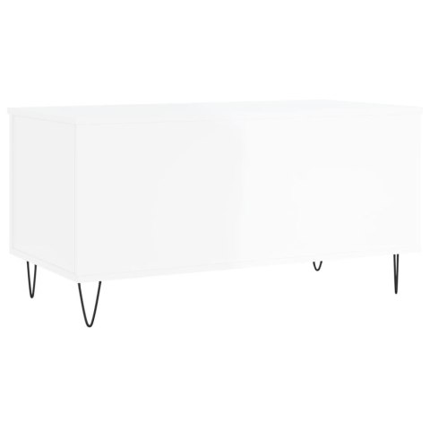 Stolik kawowy, biały z połyskiem, 90x44,5x45 cm