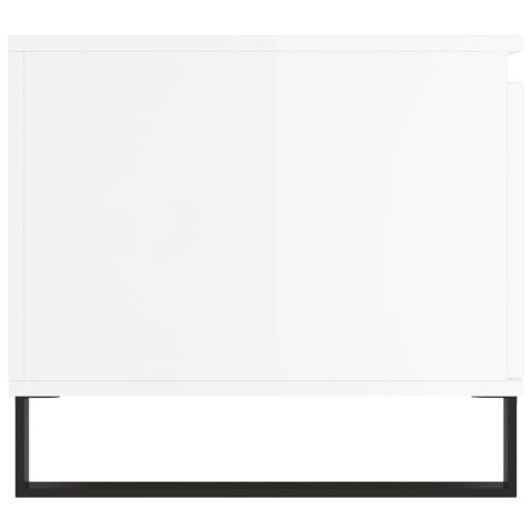 Stolik kawowy, biały o wysokim połysku, 100x50x45 cm