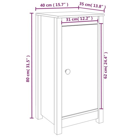 Szafki, 2 szt., szare 40x35x80 cm, lite drewno sosnowe