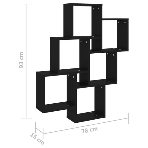 Półka ścienna w formie kostek, czarna, 78x15x93 cm, płyta