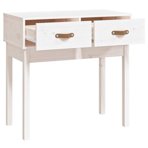 Stolik konsolowy, biały, 76,5x40x75 cm, lite drewno sosnowe
