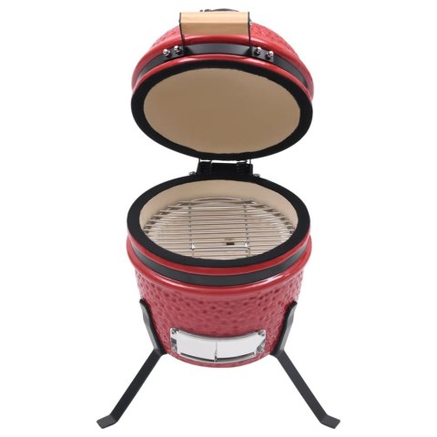 Ceramiczny grill kamado z wędzarnią, 2-w-1, 56 cm, czerwony