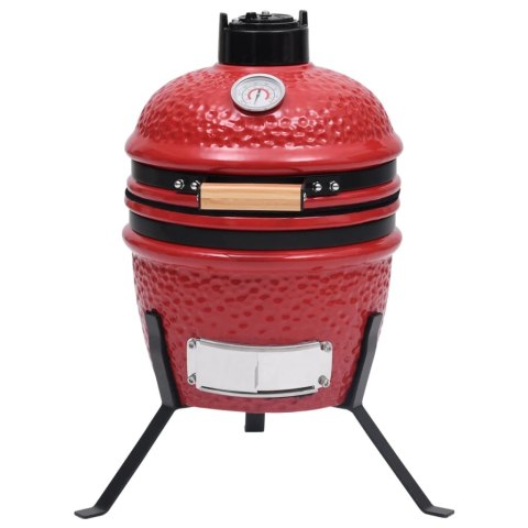 Ceramiczny grill kamado z wędzarnią, 2-w-1, 56 cm, czerwony