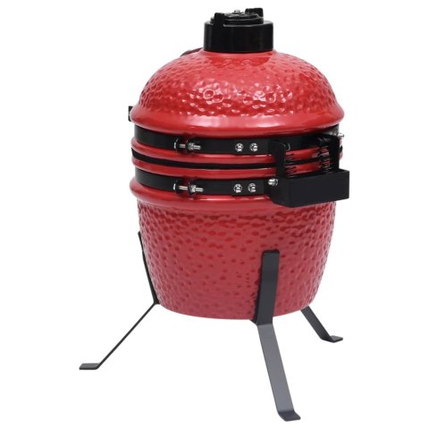 Ceramiczny grill kamado z wędzarnią, 2-w-1, 56 cm, czerwony