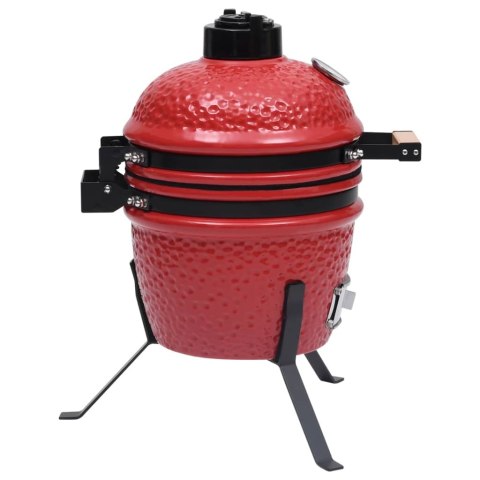 Ceramiczny grill kamado z wędzarnią, 2-w-1, 56 cm, czerwony