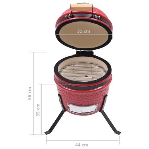 Ceramiczny grill kamado z wędzarnią, 2-w-1, 56 cm, czerwony