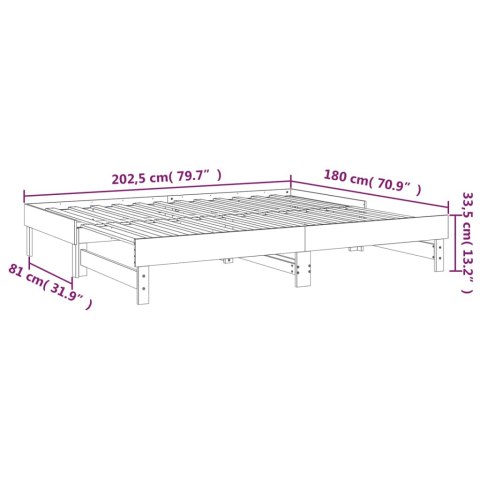 Łóżko rozsuwane, szare, 2x(90x200) cm, lite drewno sosnowe