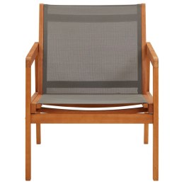 Krzesło ogrodowe, szare, lite drewno eukaliptusowe i textilene