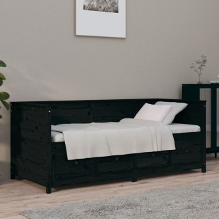 Łóżko dzienne, czarne, 75x190 cm, lite drewno sosnowe