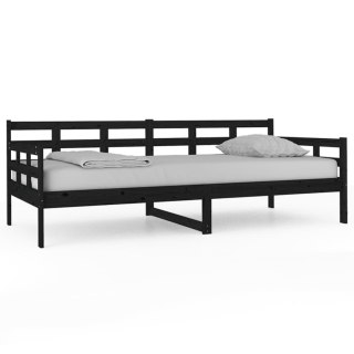 Łóżko dzienne, czarne, lite drewno sosnowe, 90x200 cm