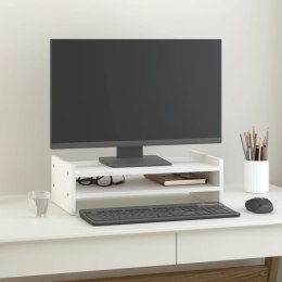 Podstawka na monitor, biała, 50x27x15 cm, lite drewno sosnowe