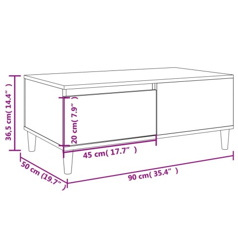 Stolik kawowy, dąb sonoma 90x50x36,5 cm materiał drewnopochodny