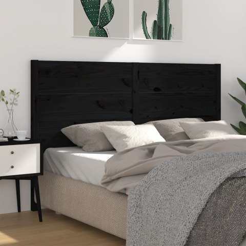 Wezgłowie łóżka, czarne, 146x4x100 cm, lite drewno sosnowe