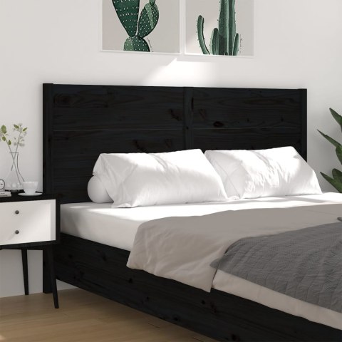Wezgłowie łóżka, czarne, 146x4x100 cm, lite drewno sosnowe