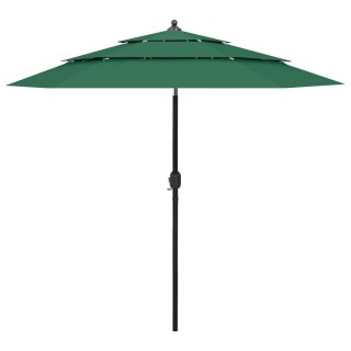 3-poziomowy parasol na aluminiowym słupku, zielony, 2,5 m