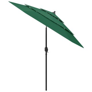 3-poziomowy parasol na aluminiowym słupku, zielony, 2,5 m