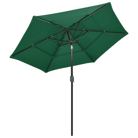 3-poziomowy parasol na aluminiowym słupku, zielony, 2,5 m