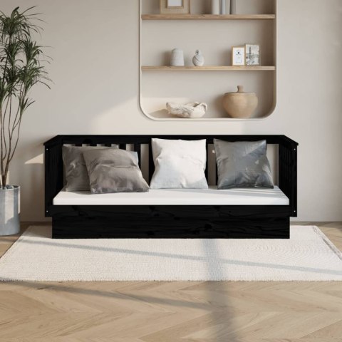 Łóżko dzienne, czarne, 75x190 cm, lite drewno sosnowe