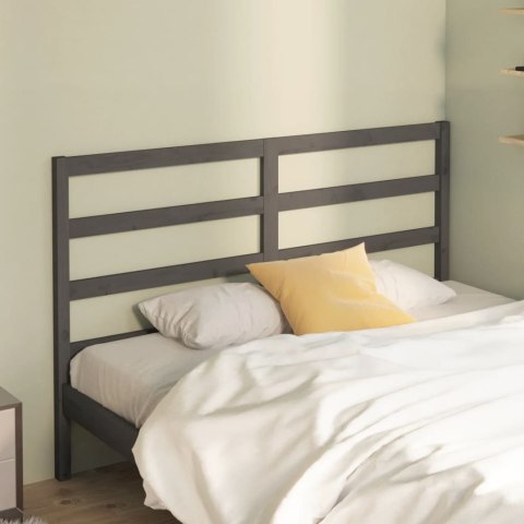 Wezgłowie łóżka, szare, 146x4x100 cm, lite drewno sosnowe