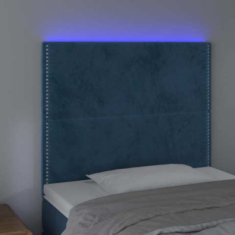 Zagłówek do łóżka z LED, ciemnoniebieski, 80x5x118/128 cm