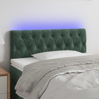 Zagłówek do łóżka z LED, ciemnozielony, 100x7x78/88 cm, aksamit