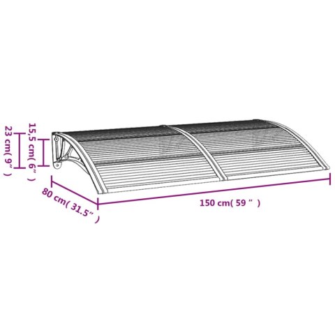Daszek nad drzwi, czarno-przezroczysty, 150x80 cm, poliwęglan