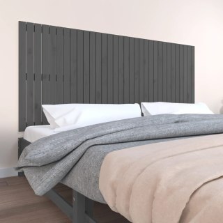 Wezgłowie łóżka, szare, 204x3x90 cm, lite drewno sosnowe