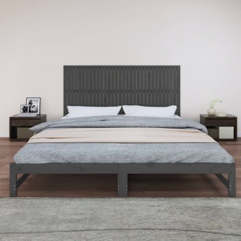 Wezgłowie łóżka, szare, 204x3x90 cm, lite drewno sosnowe
