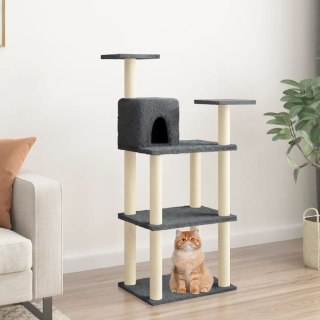 Drapak dla kota ze słupkami sizalowymi, ciemnoszary, 119 cm