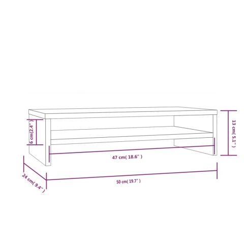 Podstawka na monitor, biała, 50x24x13 cm, lite drewno sosnowe