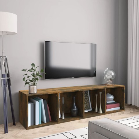 Szafka na książki pod TV, przydymiony dąb, 143x30x36 cm