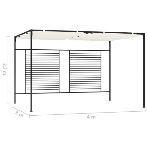 Altana ogrodowa ze zwijanym dachem, 3x4x2,3m, kremowa, 180 g/m²