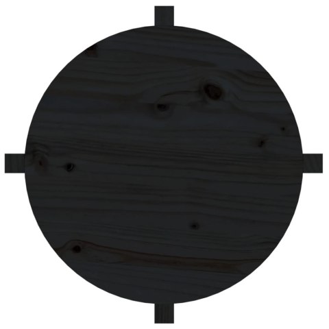 Stolik kawowy, czarny, Ø 62,5x45 cm, lite drewno sosnowe