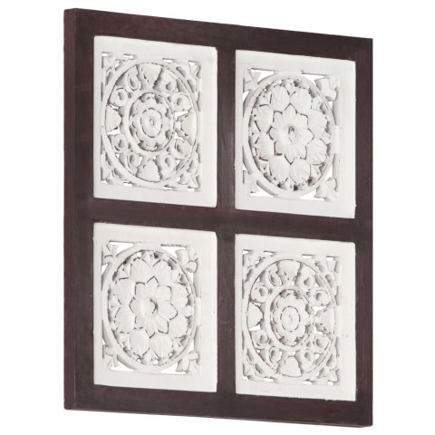 Ręcznie rzeźbiony panel ścienny, MDF, 40x40x1,5 cm, brąz i biel