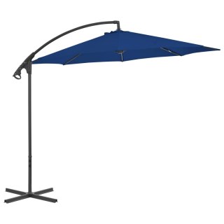 Parasol wiszący ze stalowym słupkiem, 300 cm, lazurowy