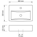 Prostokątna umywalka z otworem przelewowym i na kran, czarna