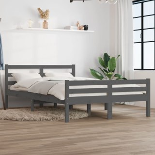 Rama łóżka, szara, lite drewno, 140 x 200 cm