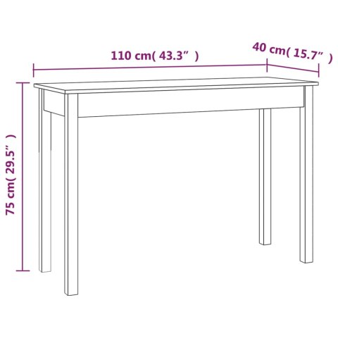 Stolik konsolowy, szary, 110x40x75 cm, lite drewno sosnowe