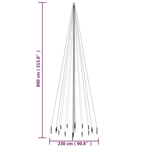 Choinka z kołkiem gruntowym, 1134 niebieskie LED, 800 cm