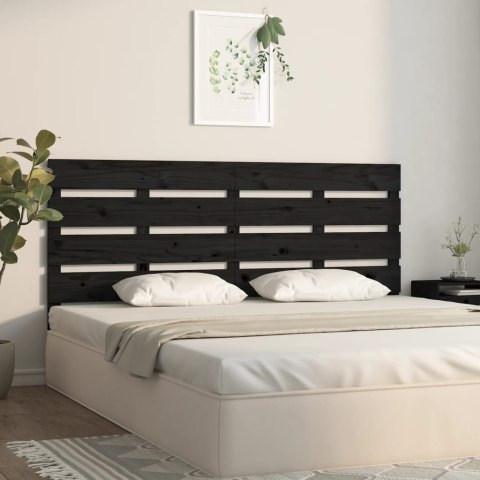 Wezgłowie łóżka, czarne, 135x3x80 cm, lite drewno sosnowe