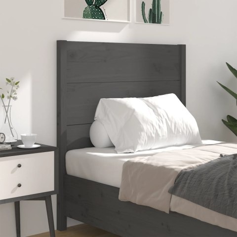 Wezgłowie łóżka, szare, 96x4x100 cm, lite drewno sosnowe